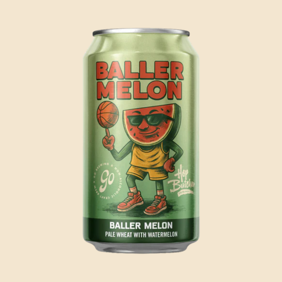 Baller Melon non alcoholic wheat beer by Go Brewing on the NA Beer Market
