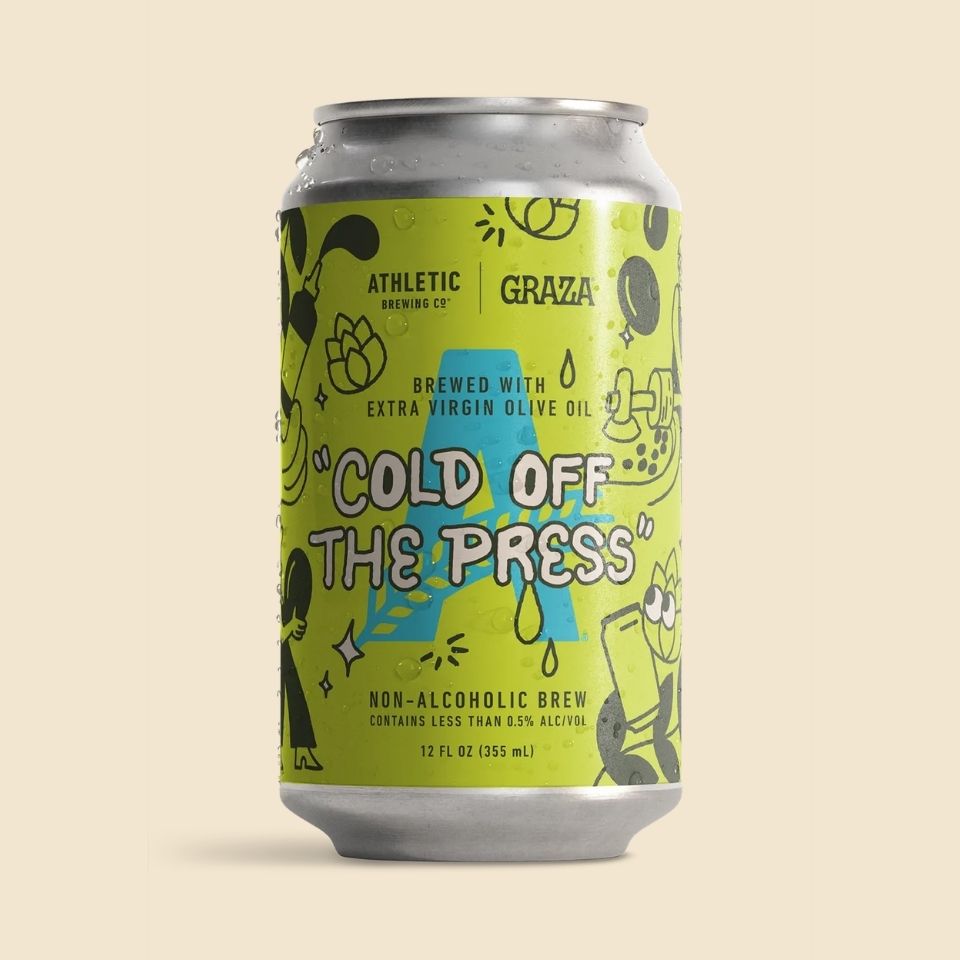 athletic brewing cold off the press non alcoholic pilsner brewed with olive oil na beer market